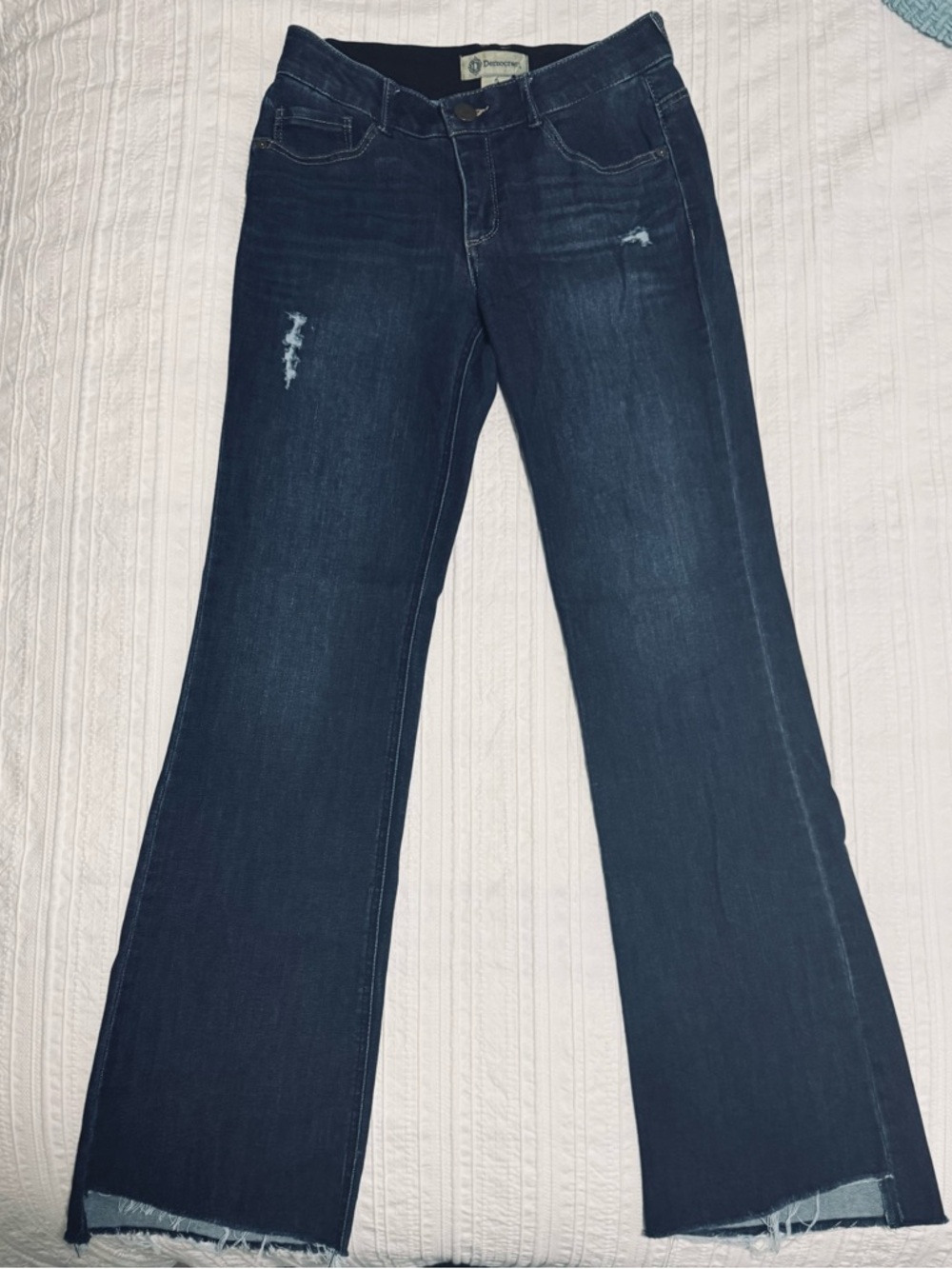 Democracy Dark Blue Flared Jeans with Subtle Distress